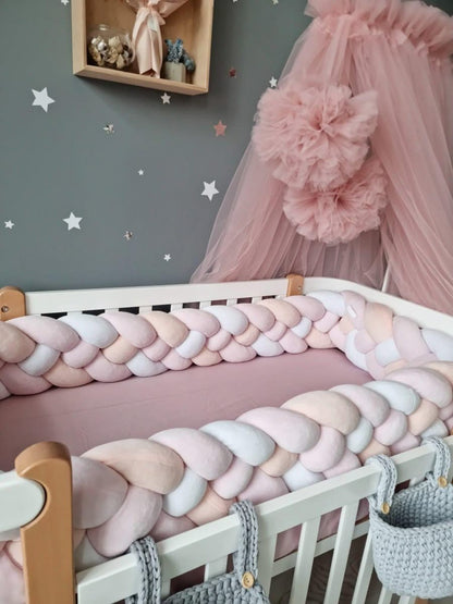 Double braided crib bumper blush rose 20 cm - KariStudio