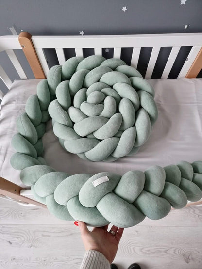 Braided crib bumper gray 15 cm - KariStudio