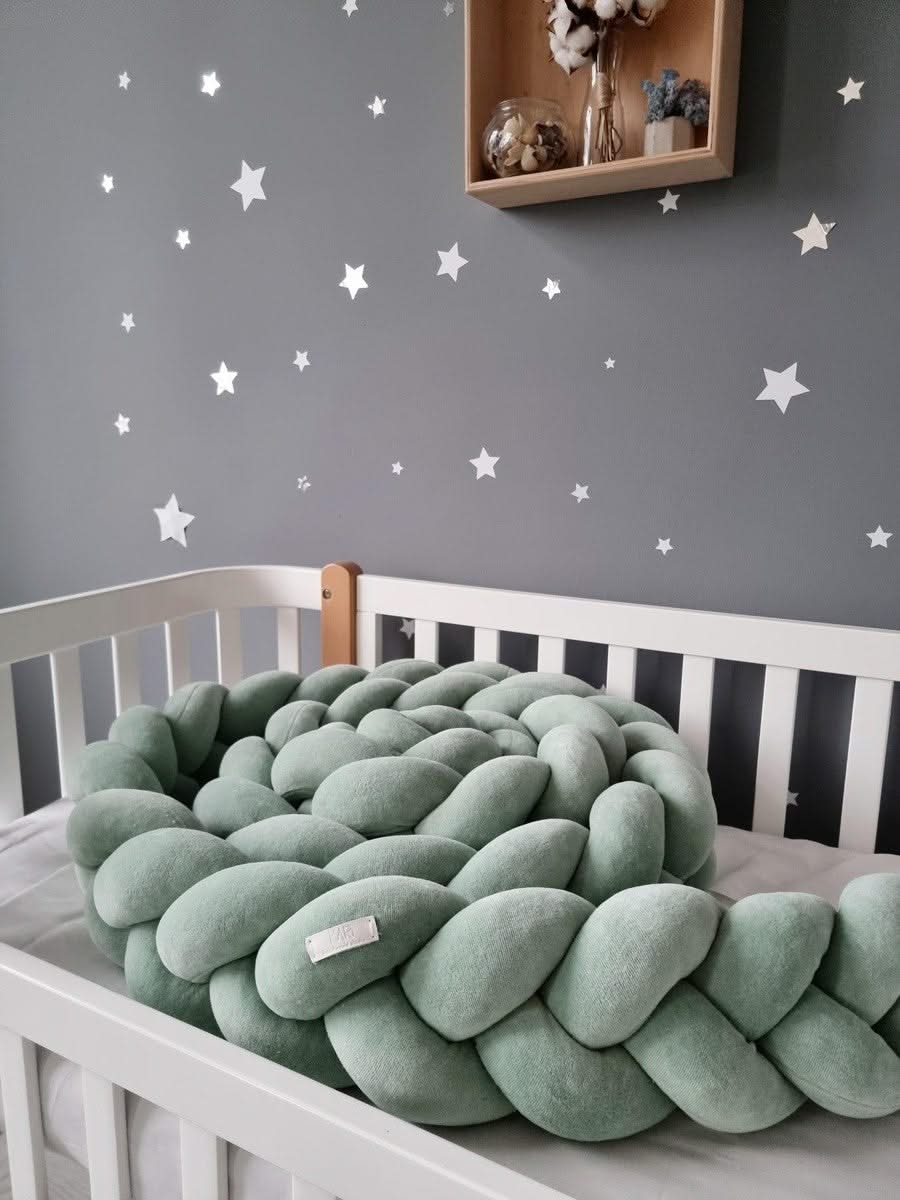 Braided crib bumper gray 15 cm - KariStudio
