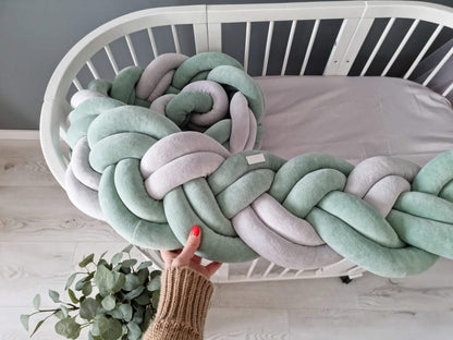 Braided crib bumper blush rose 20 cm - KariStudio