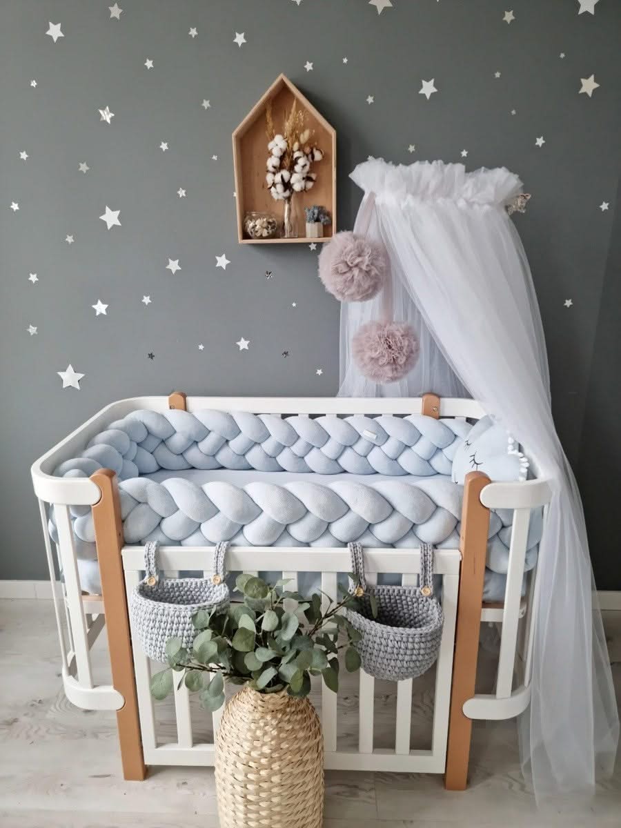 Double braided crib bumper blush rose 20 cm - KariStudio