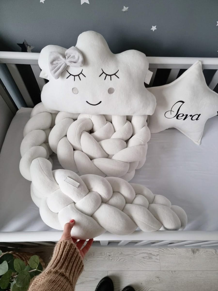 Double braided crib bumper blush rose 20 cm - KariStudio