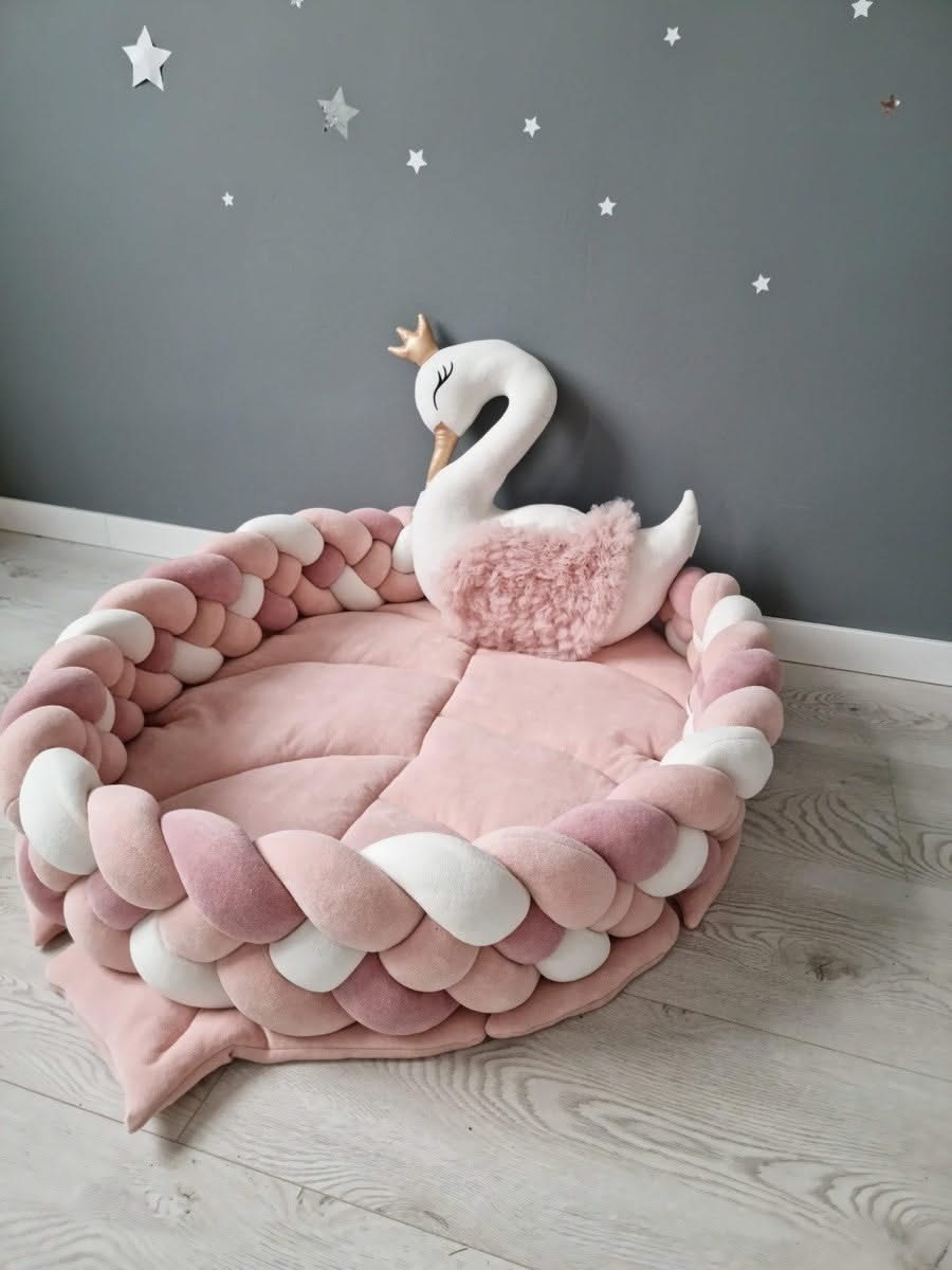 Double braided crib bumper blush shadows 20 cm - KariStudio