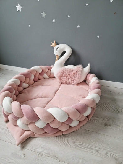Double braided crib bumper blush shadows 20 cm - KariStudio