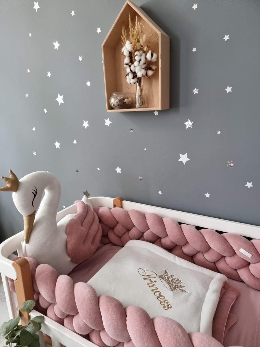 Personalized baby bedding set for girl blush with baldachin - KariStudio