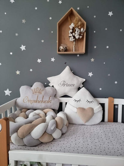 Personalized baby bedding set beige gray - KariStudio