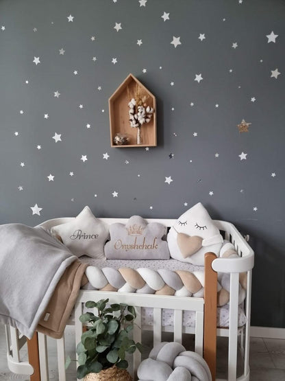 Personalized baby bedding set beige gray - KariStudio