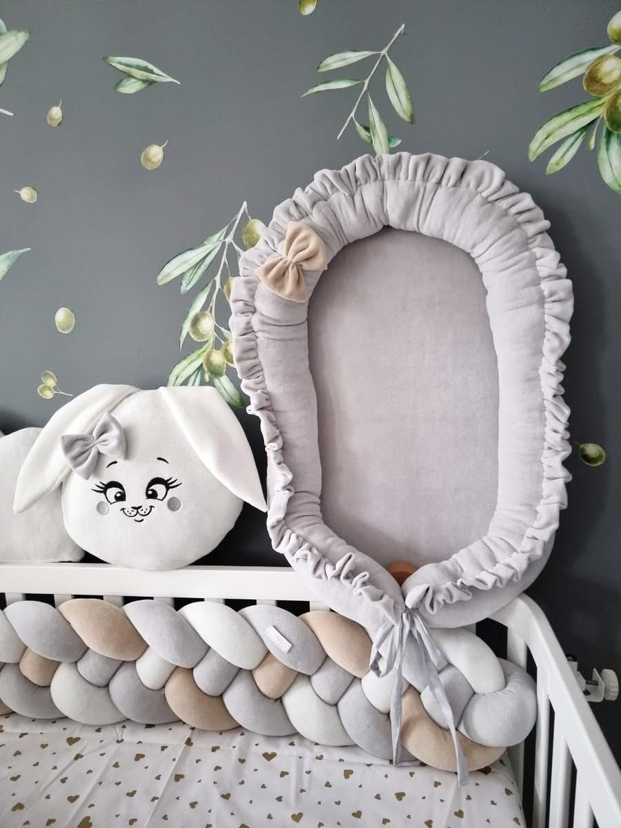Personalized baby bedding set beige gray - KariStudio