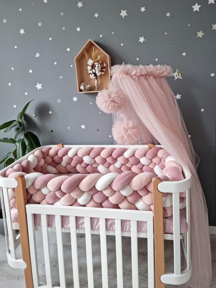 Personalized cot bumper set for girl blush - KariStudio
