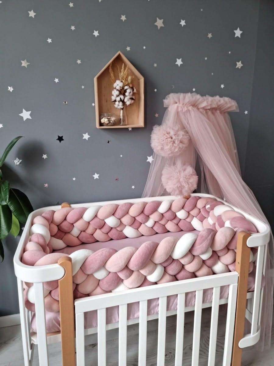 Personalized cot bumper set for girl blush - KariStudio