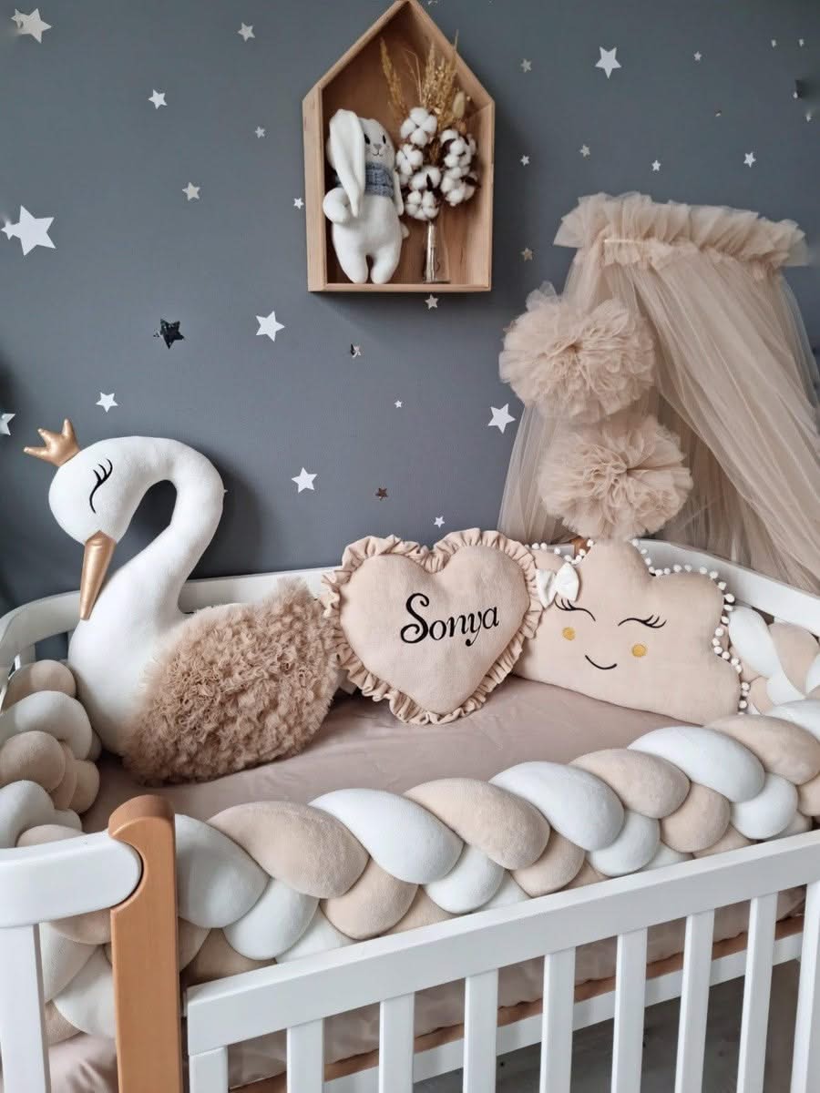 Personalized cot bumper set beige - KariStudio