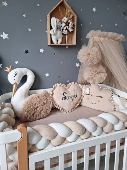 Personalized cot bumper set beige - KariStudio