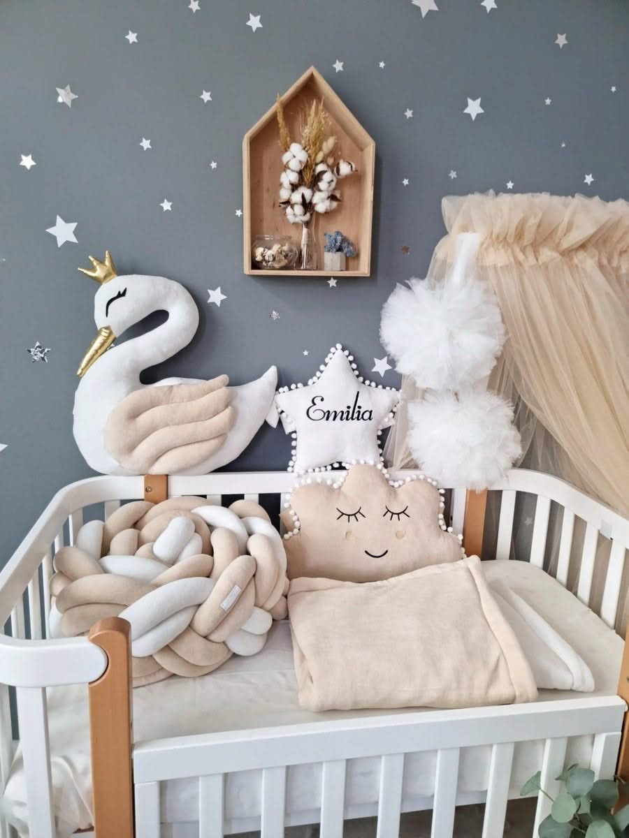 Personalized crib bumper set beige - KariStudio