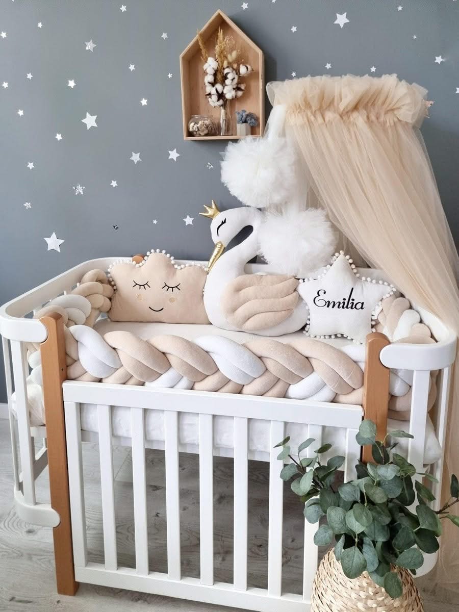 Personalized crib bumper set beige - KariStudio