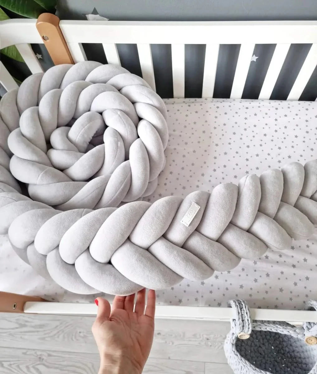 Braided crib bumper light gray 15 cm - KariStudio