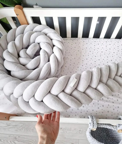 Braided crib bumper light gray 15 cm - KariStudio
