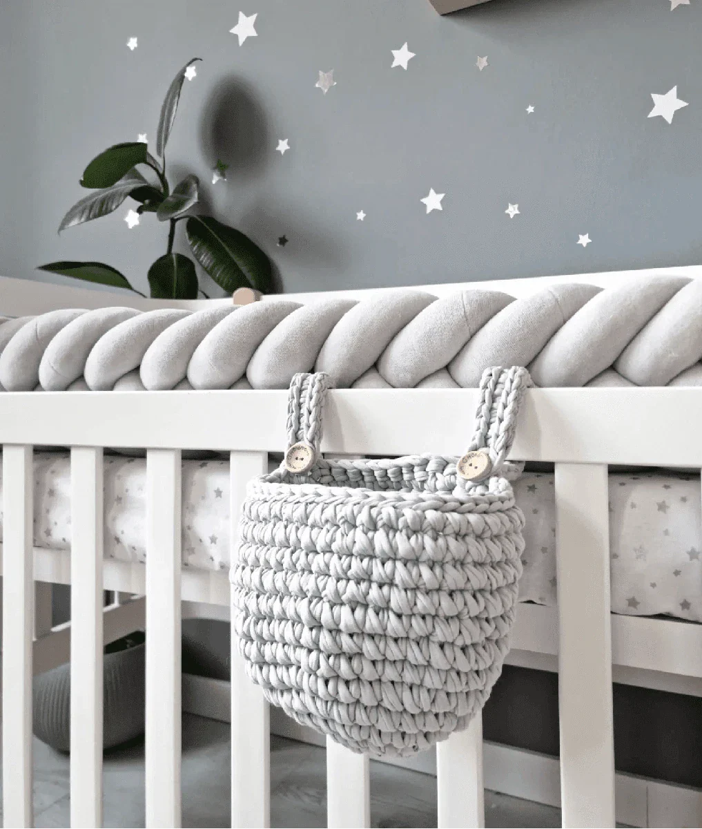 Braided crib bumper light gray 15 cm - KariStudio