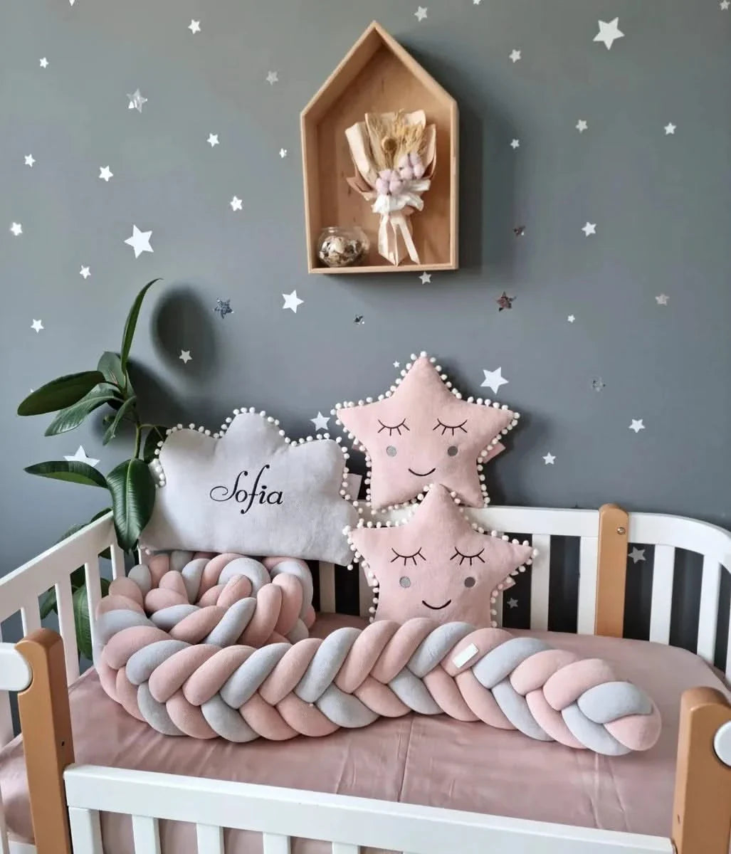 Braided crib bumper light gray 15 cm - KariStudio