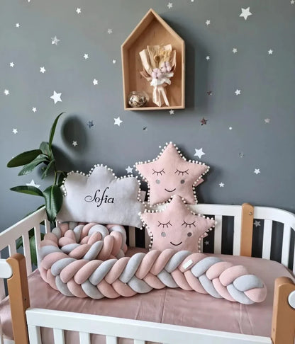 Braided crib bumper light gray 15 cm - KariStudio