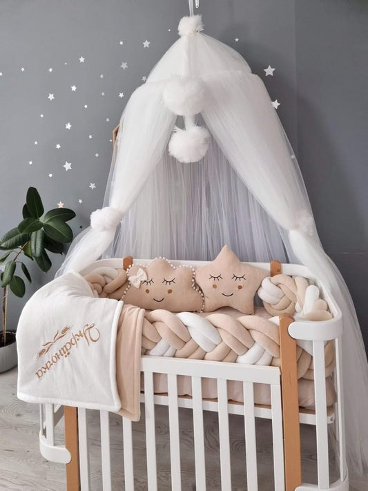 Personalized baby bedding set beige for boy or girl - KariStudio