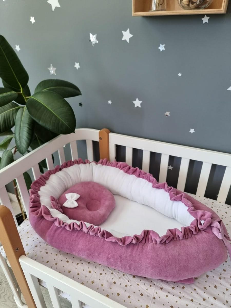 Personalized baby bumper cot set for girl dry rose - KariStudio