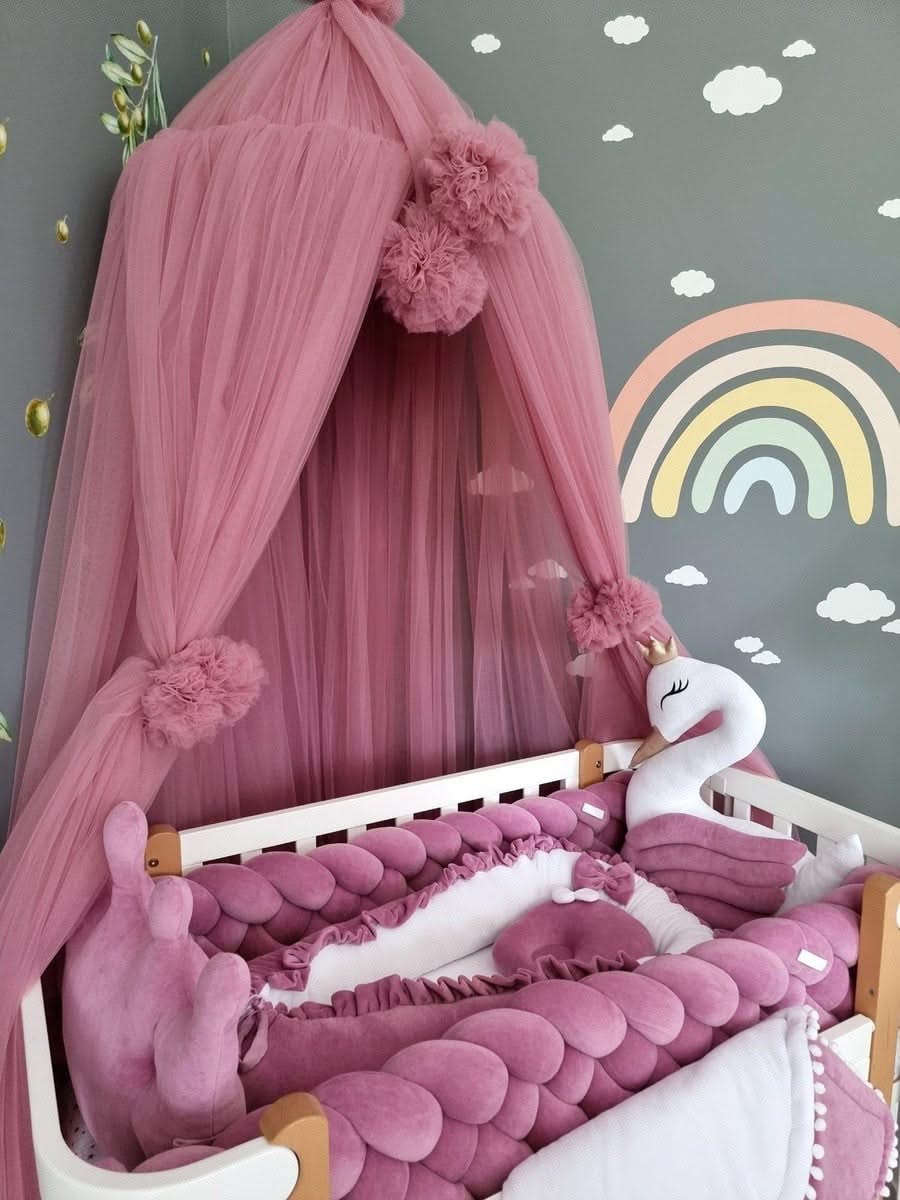 Personalized baby bumper cot set for girl dry rose - KariStudio