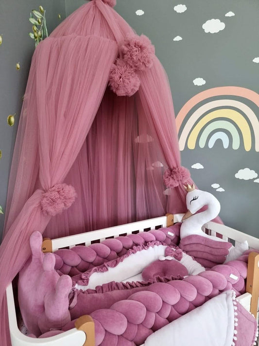 Personalized baby bumper cot set for girl dry rose - KariStudio