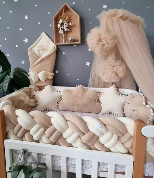 Personalized Baby bedding set beige cream - KariStudio