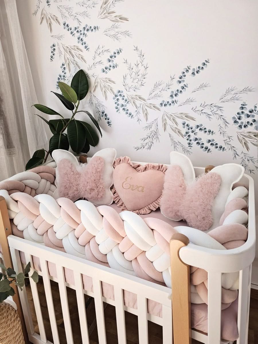 Personalized baby bedding set blush girl.