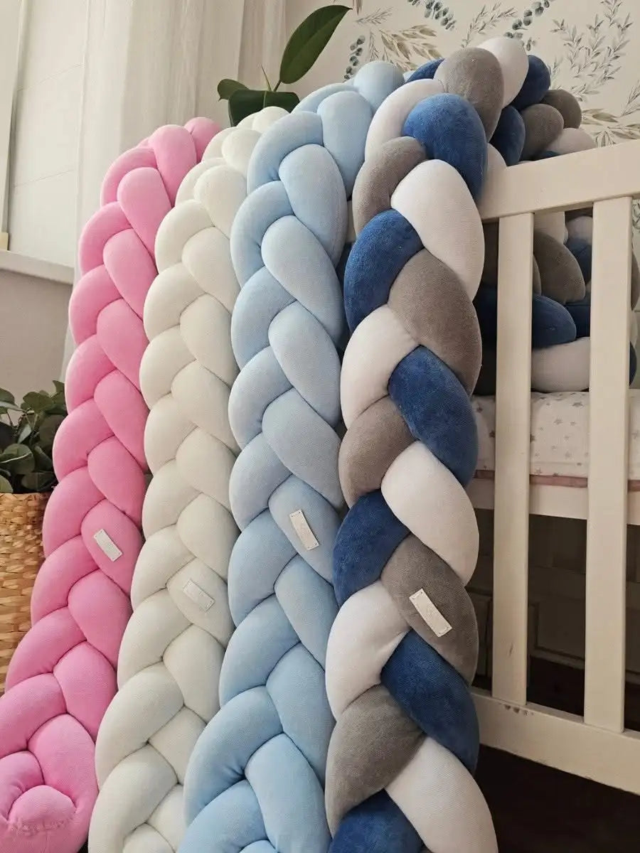 Braided crib bumper for boys or girls 15 cm