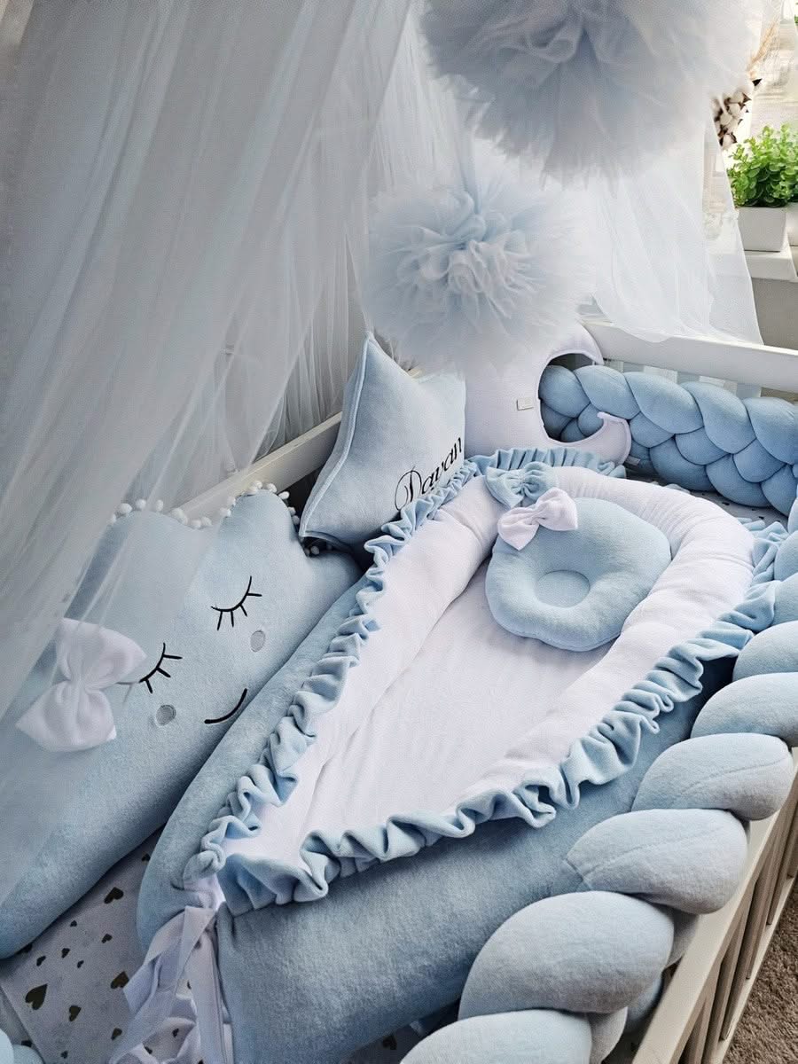 Baby boy bedding crib set. Blue crib bumpers. KARI studio