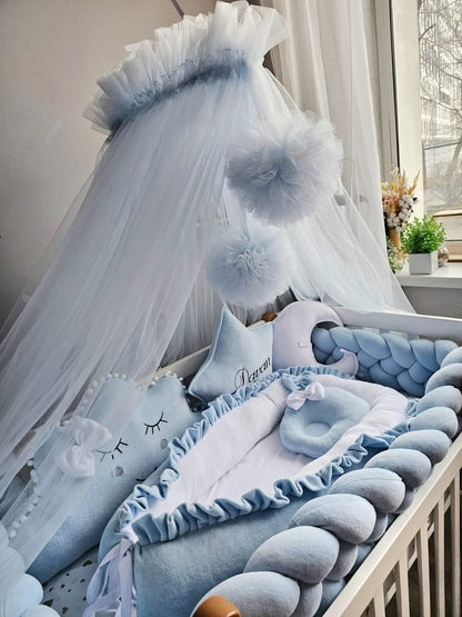 Baby boy bedding crib set. Blue crib bumpers. KARI studio