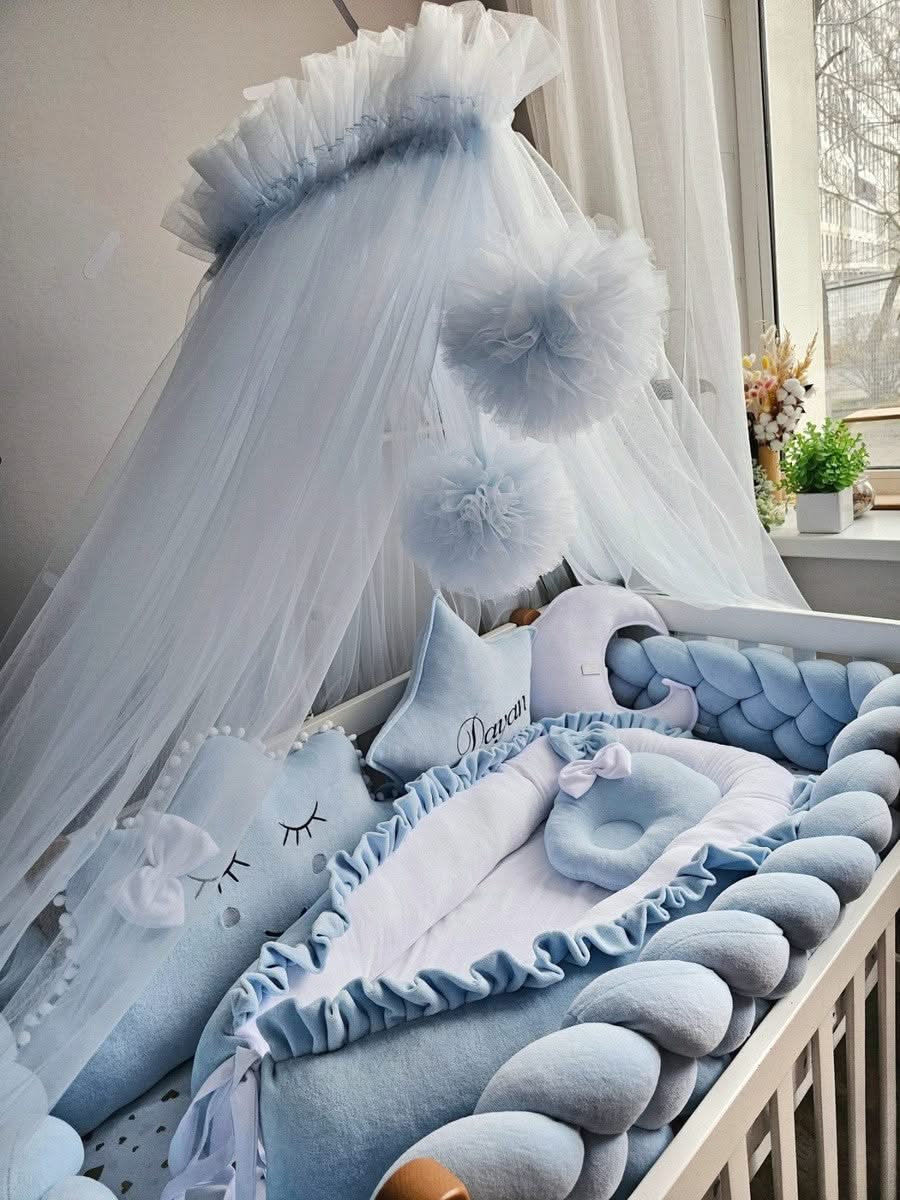 Baby boy bedding crib set. Blue crib bumpers. KARI studio