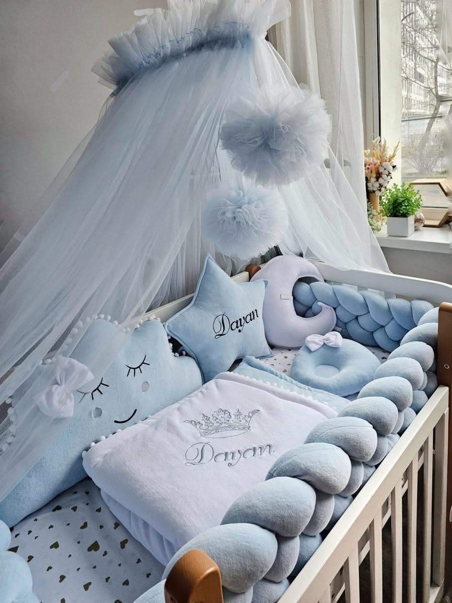 Baby boy bedding crib set. Blue crib bumpers. KARI studio