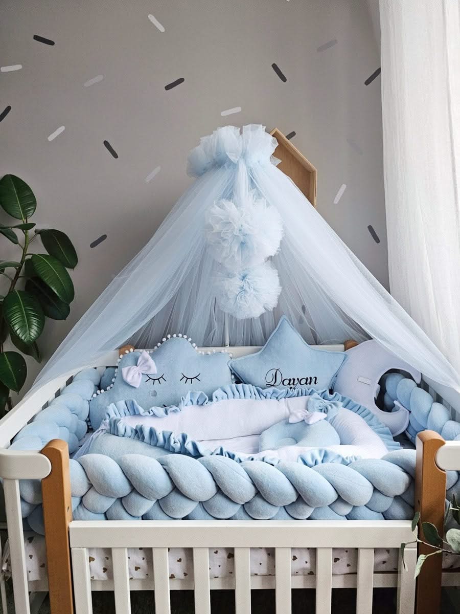 Baby boy bedding crib set. Blue crib bumpers. KARI studio