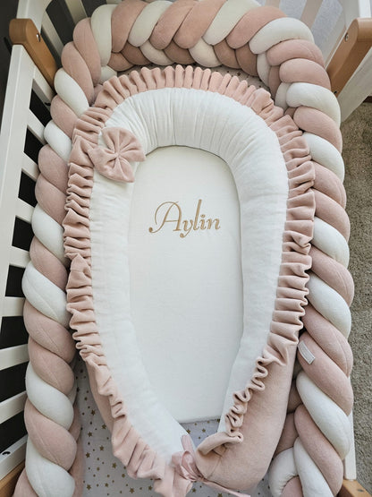 Gorgeous Baby crib bedding set blush for girl. Kari studio