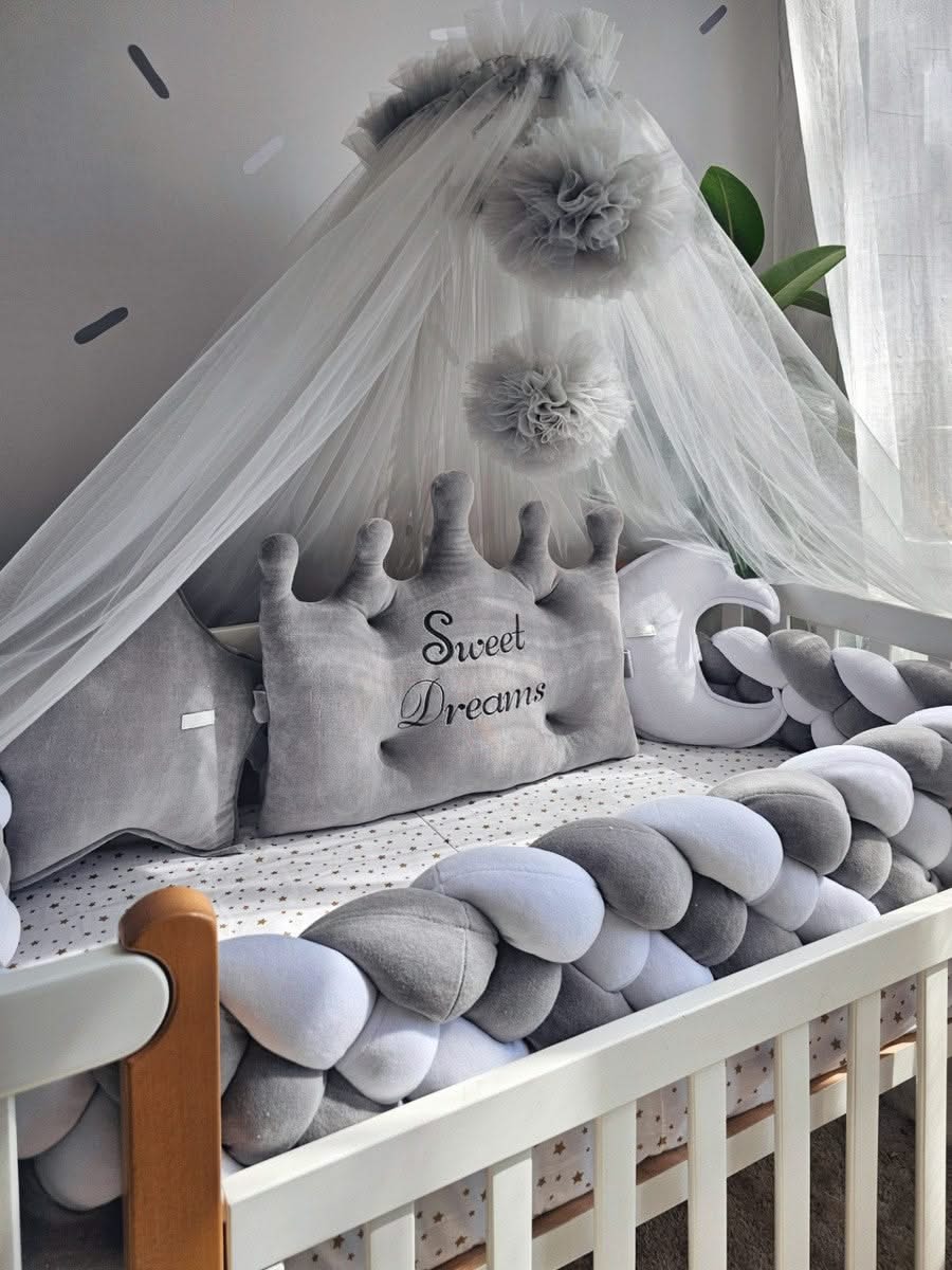 Baby boy crib bedding set gray with crib bumpers