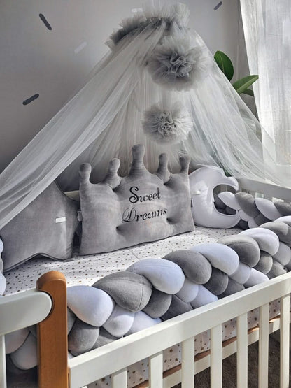 Baby boy crib bedding set gray with crib bumpers