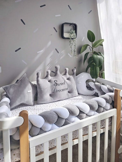 Baby boy crib bedding set gray with crib bumpers