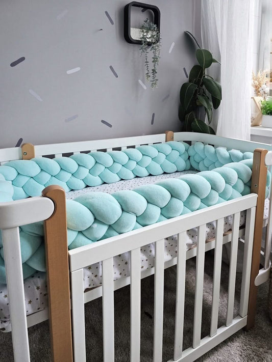 Double braided crib bumper mint. KARI studio