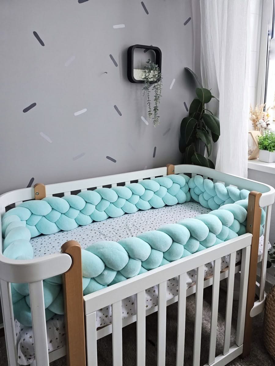 Double braided crib bumper mint. KARI studio