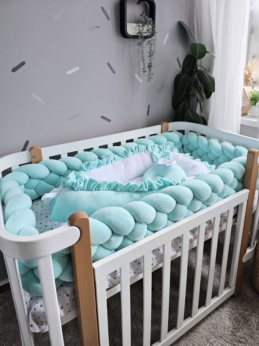 Double braided crib bumper mint. KARI studio