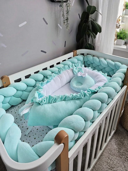 Double braided crib bumper mint. KARI studio