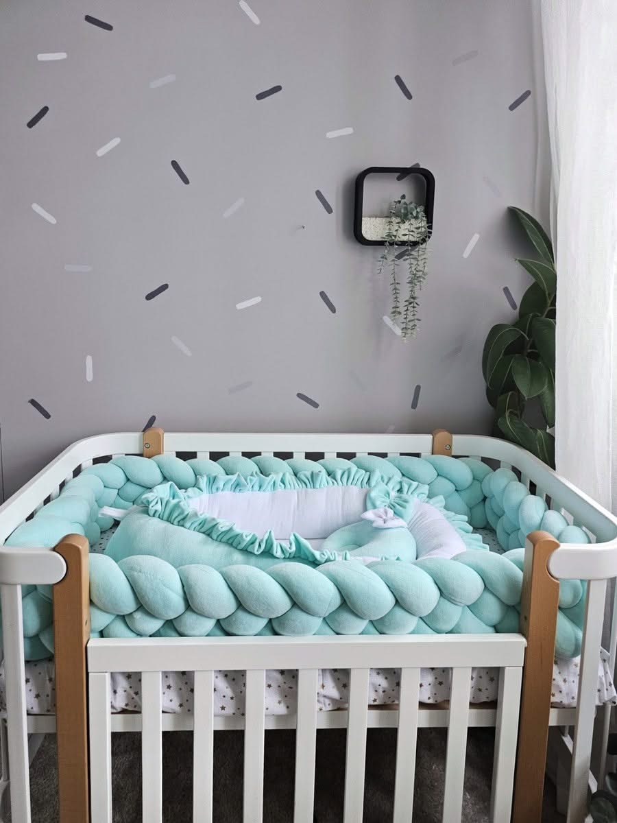 Double braided crib bumper mint. KARI studio