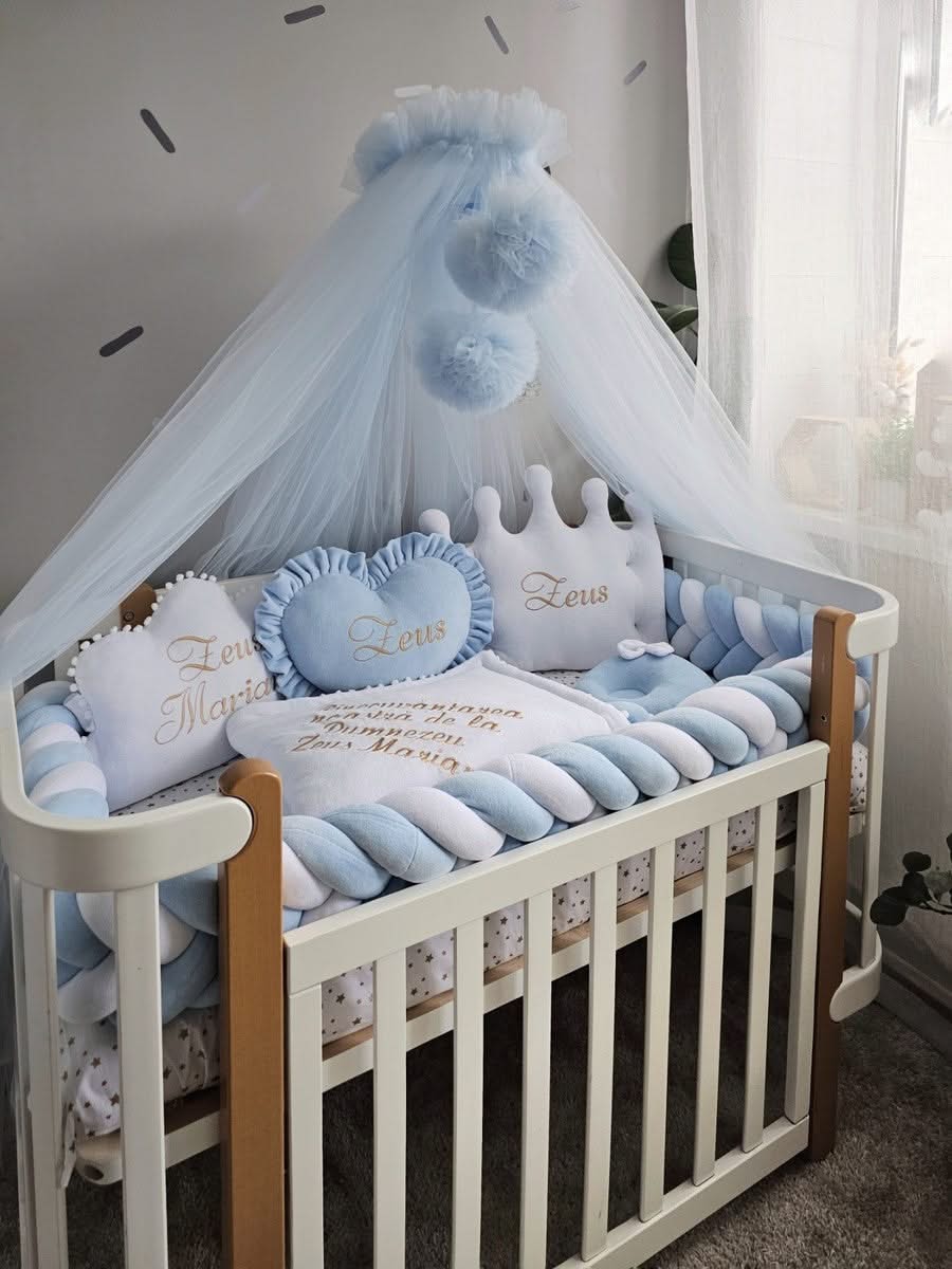 Blue baby crib bedding set for boy. KARI studio