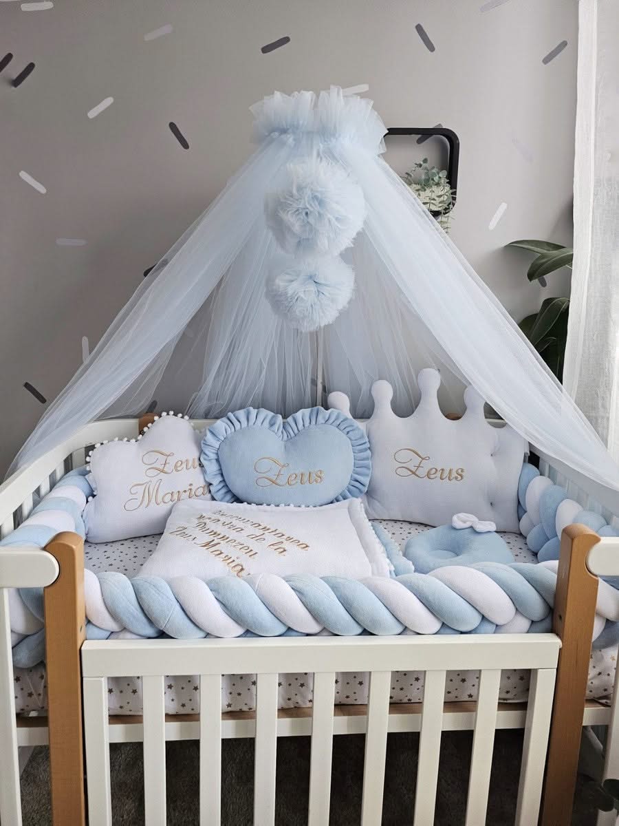 Blue baby crib bedding set for boy. KARI studio