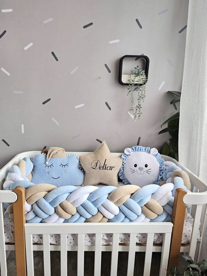 Luxury baby bedding set beige blue. KARI studio