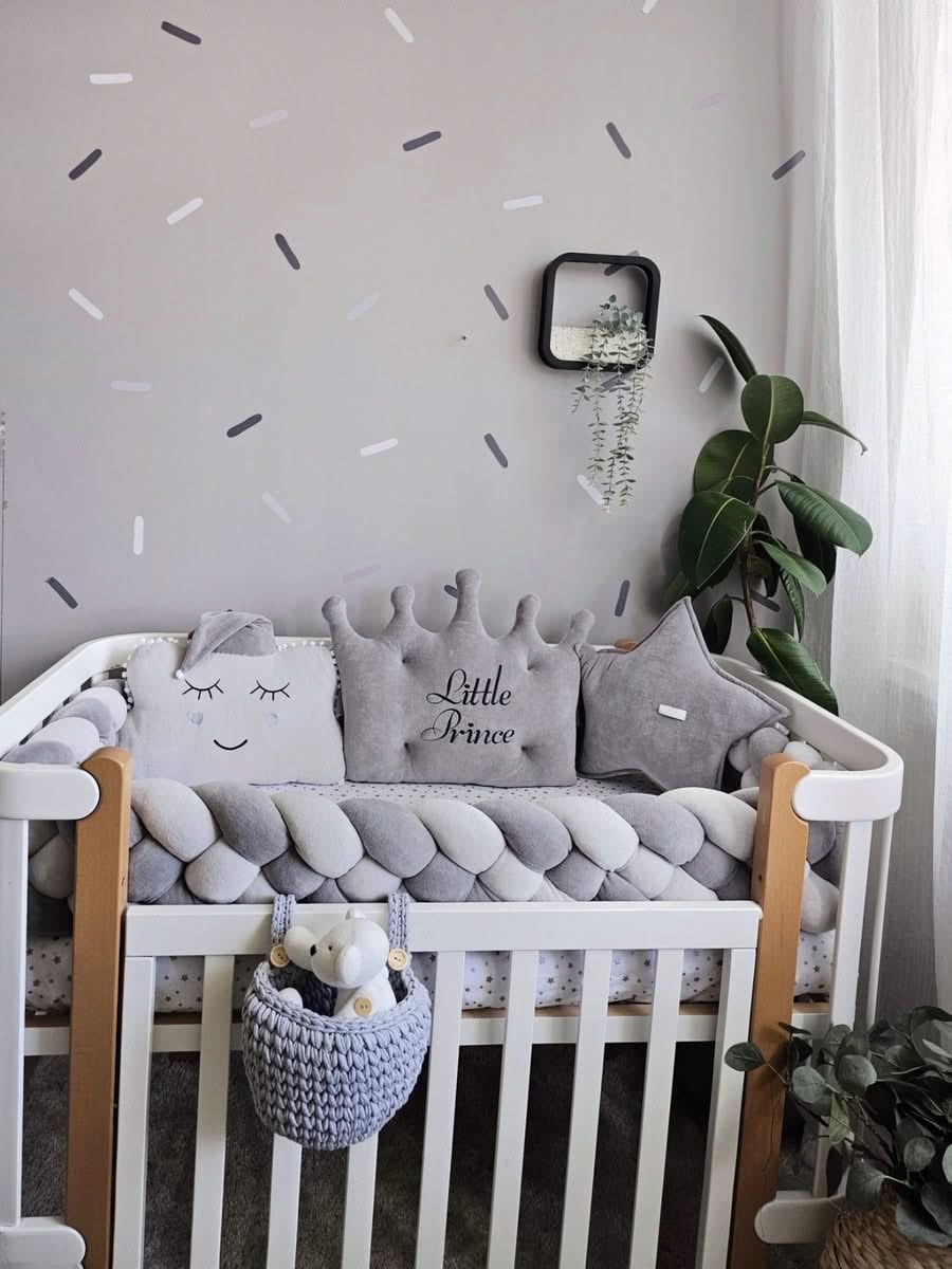 Baby boy bedding set gray for crib. KARI studio